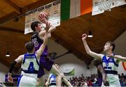 23 January 2019; Colm O'Reilly of Waterpark College shoots under pressure from Luke O'Reilly of St Brendan's Belmullet during the Subway All-Ireland Schools Cup U19 C Boys Final match between St Brendan's Belmullet and Waterpark College at the National Basketball Arena in Tallaght, Dublin. Photo by Piaras Ó Mídheach/Sportsfile