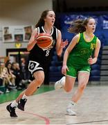 23 January 2019; Amy Harrington of Pobailscoil Inbhear Sceine Kenmare in action against Kara McCleane of Coláiste Einde during the Subway All-Ireland Schools Cup U16 A Girls Final match between Coláiste Einde and Pobailscoil Inbhear Sceine Kenmare at the National Basketball Arena in Tallaght, Dublin. Photo by Piaras Ó Mídheach/Sportsfile