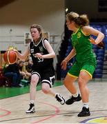 23 January 2019; Sarah Taylor of Pobailscoil Inbhear Sceine Kenmare in action against Ava McCleane of Coláiste Einde during the Subway All-Ireland Schools Cup U16 A Girls Final match between Coláiste Einde and Pobailscoil Inbhear Sceine Kenmare at the National Basketball Arena in Tallaght, Dublin. Photo by Piaras Ó Mídheach/Sportsfile