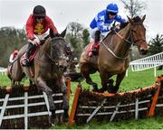 24 January 2019; Spare Brakes, left, with Philip Enright up, jumps the last alongside eventual fifth place finisher Breesy Mountain, with Danny Hand up, on their way to winning the Langton House Hotel Handicap Hurdle during Gowran Park Racing at Gowran Park Racecourse in Kilkenny. Photo by Matt Browne/Sportsfile