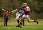 24 January 2019; Kevin O'Brien of University of Limerick in action against Paul Hoban of N.U.I. Galway during the Electric Ireland Fitzgibbon Cup Group A Round 2 match between  N.U.I. Galway and University of Limerick at the National University of Ireland in Galway. Photo by Harry Murphy/Sportsfile