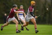 24 January 2019; Tom Morrissey of University of Limerick in action against Declan Connolly of N.U.I. Galway during the Electric Ireland Fitzgibbon Cup Group A Round 2 match between  N.U.I. Galway and University of Limerick at the National University of Ireland in Galway. Photo by Harry Murphy/Sportsfile