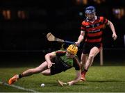 24 January 2019; Conor Langton of IT Carlow in action against Ger Dempsey of Trinity during the Electric Ireland Fitzgibbon Cup Group B Round 2 match between Trinity and IT Carlow at the Trinity College Sports Grounds in Santry Demesne, Dublin. Photo by Stephen McCarthy/Sportsfile