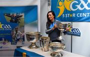 25 January 2019; Dublin ladies footballer Niamh McEvoy with the Brendan Martin Cup at the GAA Five Star Centres stand at the Citywest Hotel Convention Centre in Saggart, Co. Dublin. Photo by Piaras Ó Mídheach/Sportsfile
