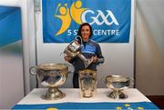 25 January 2019; Dublin ladies footballer Niamh McEvoy with the Brendan Martin Cup at the GAA Five Star Centres stand at the Citywest Hotel Convention Centre in Saggart, Co. Dublin. Photo by Piaras Ó Mídheach/Sportsfile