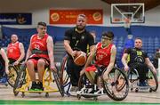 25 January 2019; Mark Barry of Ballybrack Bulls is fouled by Dylan McCarthy, left, and Conor Coughlan of Rebel Wheelers during the Hula Hoops IWA Cup Final match between Ballybrack Bulls and Rebel Wheelers at the National Basketball Arena in Tallaght, Dublin. Photo by Brendan Moran/Sportsfile
