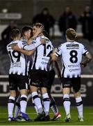 25 January 2019; Georgie Kelly of Dundalk, centre, is congratulated by teammates after scoring his side's first goal during the Jim Malone Cup match between Dundalk and Drogheda United at Oriel Park in Dundalk, Co. Louth. Photo by Seb Daly/Sportsfile