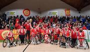 25 January 2019; The Rebel Wheelers team celebrate with the cup after the Hula Hoops IWA Cup Final match between Ballybrack Bulls and Rebel Wheelers at the National Basketball Arena in Tallaght, Dublin. Photo by Brendan Moran/Sportsfile