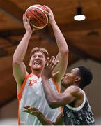 25 January 2019; Shane Rife of Glasnevin in action against Wole Ilori of Drogheda Bullets during the Hula Hoops NICC Men’s Cup Final match between Glasnevin and Drogheda Bullets at the National Basketball Arena in Tallaght, Dublin. Photo by Brendan Moran/Sportsfile