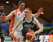 25 January 2019; Padraig McGroggan of Drogheda Bullets in action against Peder Madsen of Glasnevin during the Hula Hoops NICC Men’s Cup Final match between Glasnevin and Drogheda Bullets at the National Basketball Arena in Tallaght, Dublin. Photo by Brendan Moran/Sportsfile