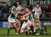 25 January 2019; Alan O'Connor of Ulster is tackled by Marco Zanon of Benetton during the Guinness PRO14 Round 14 match between Ulster and Benetton Rugby at the Kingspan Stadium in Belfast, Co. Antrim. Photo by Oliver McVeigh/Sportsfile