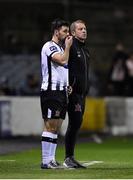 25 January 2019; Dundalk head coach Vinny Perth, right, and Patrick Hoban during the Jim Malone Cup match between Dundalk and Drogheda United at Oriel Park in Dundalk, Co. Louth. Photo by Seb Daly/Sportsfile