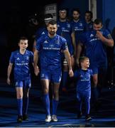 25 January 2019; Matchday mascots 11 year old Matthew Kearney, from Leopardstown, Dublin, and 5 year old Hank O'Neill, from Monkstown, Dublin, with captain Rob Kearney ahead of the Guinness PRO14 Round 14 match between Leinster and Scarlets at the RDS Arena in Dublin. Photo by Ramsey Cardy/Sportsfile