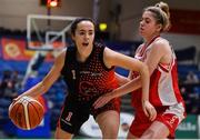 26 January 2019; Lauren Devitt of Killester in action against Sarah Livesey of Fr. Mathews during the Hula Hoops NICC Women’s National Cup Final match between Fr Mathews and Killester at the National Basketball Arena in Tallaght, Dublin. Photo by Brendan Moran/Sportsfile