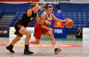 26 January 2019; Danielle Murphy O’Riordan of Fr. Mathews in action against Maria Long of Killester during the Hula Hoops NICC Women’s National Cup Final match between Fr Mathews and Killester at the National Basketball Arena in Tallaght, Dublin. Photo by Brendan Moran/Sportsfile