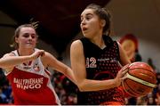 26 January 2019; Maria Long of Killester in action against Sinead O’Mahony of Fr. Mathews during the Hula Hoops NICC Women’s National Cup Final match between Fr Mathews and Killester at the National Basketball Arena in Tallaght, Dublin. Photo by Brendan Moran/Sportsfile
