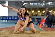 26 January 2019; Snezana Bechtina of Clonliffe Harriers A.C., Co. Dublin, competing in the Triple Jump event during the AAI National Indoor League Round 2 at the AIT International Arena in Athlone, Co. Westmeath. Photo by Sam Barnes/Sportsfile