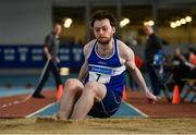 26 January 2019; Chris Kearns of Finn Valley A.C., Co. Donegal, competing in the Triple Jump during the AAI National Indoor League Round 2 at the AIT International Arena in Athlone, Co. Westmeath. Photo by Sam Barnes/Sportsfile