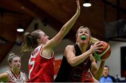 26 January 2019; Kate McDaid of Killester in action against Sinead O’Mahony of Fr. Mathews during the Hula Hoops NICC Women’s National Cup Final match between Fr Mathews and Killester at the National Basketball Arena in Tallaght, Dublin. Photo by Eóin Noonan/Sportsfile