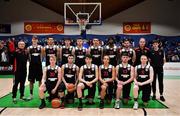 26 January 2019; The Tradehouse Central Ballincollig team prior to the Hula Hoops Men’s President's National Cup Final match between Bad Bobs Tolka Rovers and Tradehouse Central Ballincollig at the National Basketball Arena in Tallaght, Dublin. Photo by Brendan Moran/Sportsfile