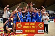 26 January 2019; Neptune players celebrate with the cup following the Hula Hoops Under 20 Men’s National Cup Final match between Dublin Lions and Neptune at the National Basketball Arena in Tallaght, Dublin. Photo by Eóin Noonan/Sportsfile