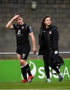 26 January 2019; Brian Murphy of Cobh Ramblers leaves the field injured with Cobh Ramblers physio Orla McSweeney during the Pre-Season Friendly between Shamrock Rovers and Cobh Ramblers at Tallaght Stadium in Dublin. Photo by Harry Murphy/Sportsfile