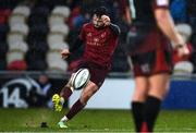 26 January 2019; Bill Johnston of Munster kicks a penalty during the Guinness PRO14 Round 14 match between Dragons and Munster at Rodney Parade in Newport, Wales. Photo by Ben Evans/Sportsfile
