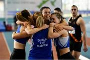 26 January 2019; The Dublin City Harriers, Co. Dublin, relay team celebrate after winning the 4x200m event during the AAI National Indoor League Round 2 at the AIT International Arena in Athlone, Co. Westmeath. Photo by Sam Barnes/Sportsfile