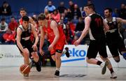 26 January 2019; Oisin O’Reilly of Bad Bobs Tolka Rovers in action against Dylan Corkery and Ciaran O'Sullivan of Tradehouse Central Ballincollig during the Hula Hoops Men’s President's National Cup Final match between Bad Bobs Tolka Rovers and Tradehouse Central Ballincollig at the National Basketball Arena in Tallaght, Dublin. Photo by Brendan Moran/Sportsfile