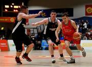 26 January 2019; Alex Dolenko of Bad Bobs Tolka Rovers in action against Ciaran O'Sullivan of Tradehouse Central Ballincollig during the Hula Hoops Men’s Presidents National Cup Final match between Bad Bobs Tolka Rovers and Tradehouse Central Ballincollig at the National Basketball Arena in Tallaght, Dublin. Photo by Eóin Noonan/Sportsfile
