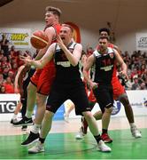 26 January 2019; Ian McLoughlin of Tradehouse Central Ballincollig in action against Oisin O’Reilly of Bad Bobs Tolka Rovers during the Hula Hoops Men’s President's National Cup Final match between Bad Bobs Tolka Rovers and Tradehouse Central Ballincollig at the National Basketball Arena in Tallaght, Dublin. Photo by Brendan Moran/Sportsfile