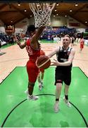 26 January 2019; Ian McLoughlin of Tradehouse Central Ballincollig in action against Justin Goldsborough of Bad Bobs Tolka Rovers during the Hula Hoops Men’s President's National Cup Final match between Bad Bobs Tolka Rovers and Tradehouse Central Ballincollig at the National Basketball Arena in Tallaght, Dublin. Photo by Brendan Moran/Sportsfile