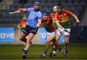 26 January 2019; John Hetherton of Dublin in action against Michael Doyle of Carlow during the Allianz Hurling League Division 1B Round 1 match between Dublin and Carlow at Parnell Park, Dublin. Photo by Harry Murphy/Sportsfile