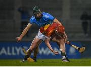26 January 2019; Edward Byrne of Carlow in action against Chris Crummey of Dublin during the Allianz Hurling League Division 1B Round 1 match between Dublin and Carlow at Parnell Park, Dublin. Photo by Harry Murphy/Sportsfile