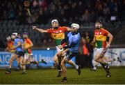 26 January 2019; Darragh O'Connell of Dublin in action against James Doyle of Carlow during the Allianz Hurling League Division 1B Round 1 match between Dublin and Carlow at Parnell Park, Dublin. Photo by Harry Murphy/Sportsfile
