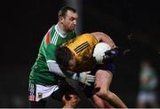 26 January 2019; Ciaran Lennon of Roscommon in action against Keith Higgins of Mayo during the Allianz Football League Division 1 Round 1 match between Mayo and Roscommon at Elverys MacHale Park in Castlebar, Co. Mayo. Photo by Piaras Ó Mídheach/Sportsfile
