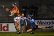 26 January 2019; Richard  Kelly of Carlow in action against Riain McBride of Dublin during the Allianz Hurling League Division 1B Round 1 match between Dublin and Carlow at Parnell Park, Dublin. Photo by Harry Murphy/Sportsfile