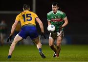 26 January 2019; Diarmuid O'Connor of Mayo in action against Cathal Cregg of Roscommon during the Allianz Football League Division 1 Round 1 match between Mayo and Roscommon at Elverys MacHale Park in Castlebar, Co. Mayo. Photo by Piaras Ó Mídheach/Sportsfile