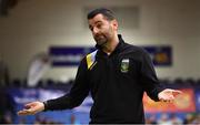 26 January 2019; UCD Marian head coach Ioannis Liapakis during the Hula Hoops Men’s Pat Duffy National Cup Final match between Pyrobel Killester and UCD Marian at the National Basketball Arena in Tallaght, Dublin. Photo by Brendan Moran/Sportsfile