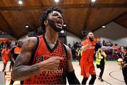 26 January 2019; Royce Williams of Pyrobel Killester celebrates after the Hula Hoops Men’s Pat Duffy National Cup Final match between Pyrobel Killester and UCD Marian at the National Basketball Arena in Tallaght, Dublin. Photo by Brendan Moran/Sportsfile
