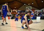 26 January 2019; A dejected Conor Meany of UCD Marian reacts after losing possession during the Hula Hoops Men’s Pat Duffy National Cup Final match between Pyrobel Killester and UCD Marian at the National Basketball Arena in Tallaght, Dublin. Photo by Eóin Noonan/Sportsfile