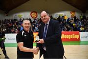 25 January 2019; Mike Murray, Team Manager, left, is presented with his Senior Men's National Team medal by Secretary General of Basketball Ireland Bernard O'Byrne during an All-Ireland Caps Presentation at the National Basketball Arena in Tallaght, Dublin. Photo by Eóin Noonan/Sportsfile