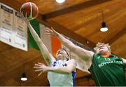 27 January 2019; CJ Fulton of Belfast Star in action against Aaron Kiernan of Moycullen during the Hula Hoops Under 18 Men’s National Cup Final match between Belfast Star and Moycullen at the National Basketball Arena in Tallaght, Dublin. Photo by Eóin Noonan/Sportsfile
