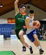 27 January 2019; Conor Ryan of Belfast Star in action against James Cummins of Moycullen during the Hula Hoops Under 18 Men’s National Cup Final match between Belfast Star and Moycullen at the National Basketball Arena in Tallaght, Dublin. Photo by Eóin Noonan/Sportsfile