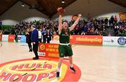 27 January 2019; Moycullen captain Tommy McNeela celebrates with thc cup after the Hula Hoops Under 18 Men’s National Cup Final match between Belfast Star and Moycullen at the National Basketball Arena in Tallaght, Dublin. Photo by Brendan Moran/Sportsfile