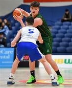 27 January 2019; Paul Kelly of Moycullen in action against CJ Fulton of Belfast Star during the Hula Hoops Under 18 Men’s National Cup Final match between Belfast Star and Moycullen at the National Basketball Arena in Tallaght, Dublin. Photo by Eóin Noonan/Sportsfile