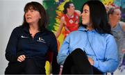 27 January 2019; Deirdre Brennan, left, in the company of Erin Bracken, speaking during a Basketball Ireland Women's Coaching Forum at the National Basketball Arena in Tallaght, Dublin. Photo by Brendan Moran/Sportsfile