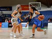 27 January 2019; Dayna Finn of Maree in action against Enya Maguire of Ulster University Elks during the Hula Hoops Women’s Division One National Cup Final match between Maree and Ulster University Elks at the National Basketball Arena in Tallaght, Dublin. Photo by Eóin Noonan/Sportsfile
