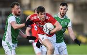 27 January 2019; Ronan O’Toole of Cork in action against Aidan Breen and Ryan Jones of Fermanagh during the Allianz Football League Division 2 Round 1 match between Fermanagh and Cork at Brewster Park in Enniskillen, Fermanagh. Photo by Oliver McVeigh/Sportsfile