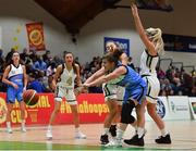 27 January 2019; Claire Rockall of Maree in action against Alex Mulligan, left, and Nichola Rafferty of Ulster University Elks during the Hula Hoops Women’s Division One National Cup Final match between Maree and Ulster University Elks at the National Basketball Arena in Tallaght, Dublin. Photo by Eóin Noonan/Sportsfile